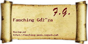 Fasching Géza névjegykártya